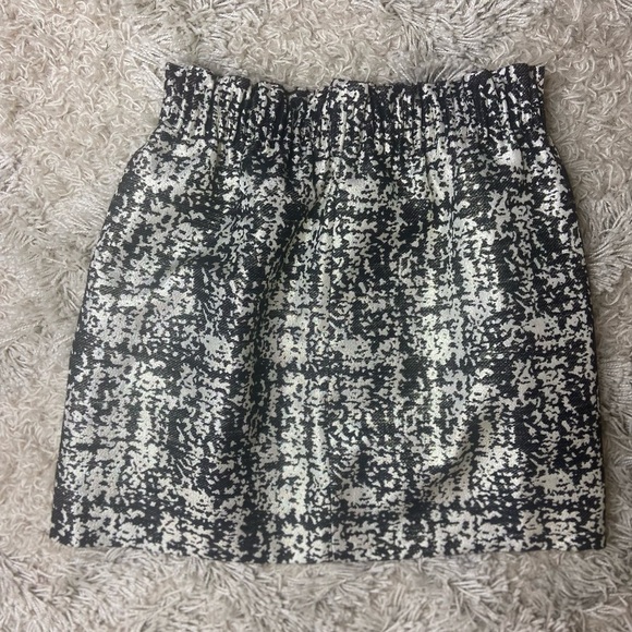 J. Crew Factory Pull On Gold Metallic & Black Holiday Mini Skirt Womens Size 4 - Picture 3 of 6